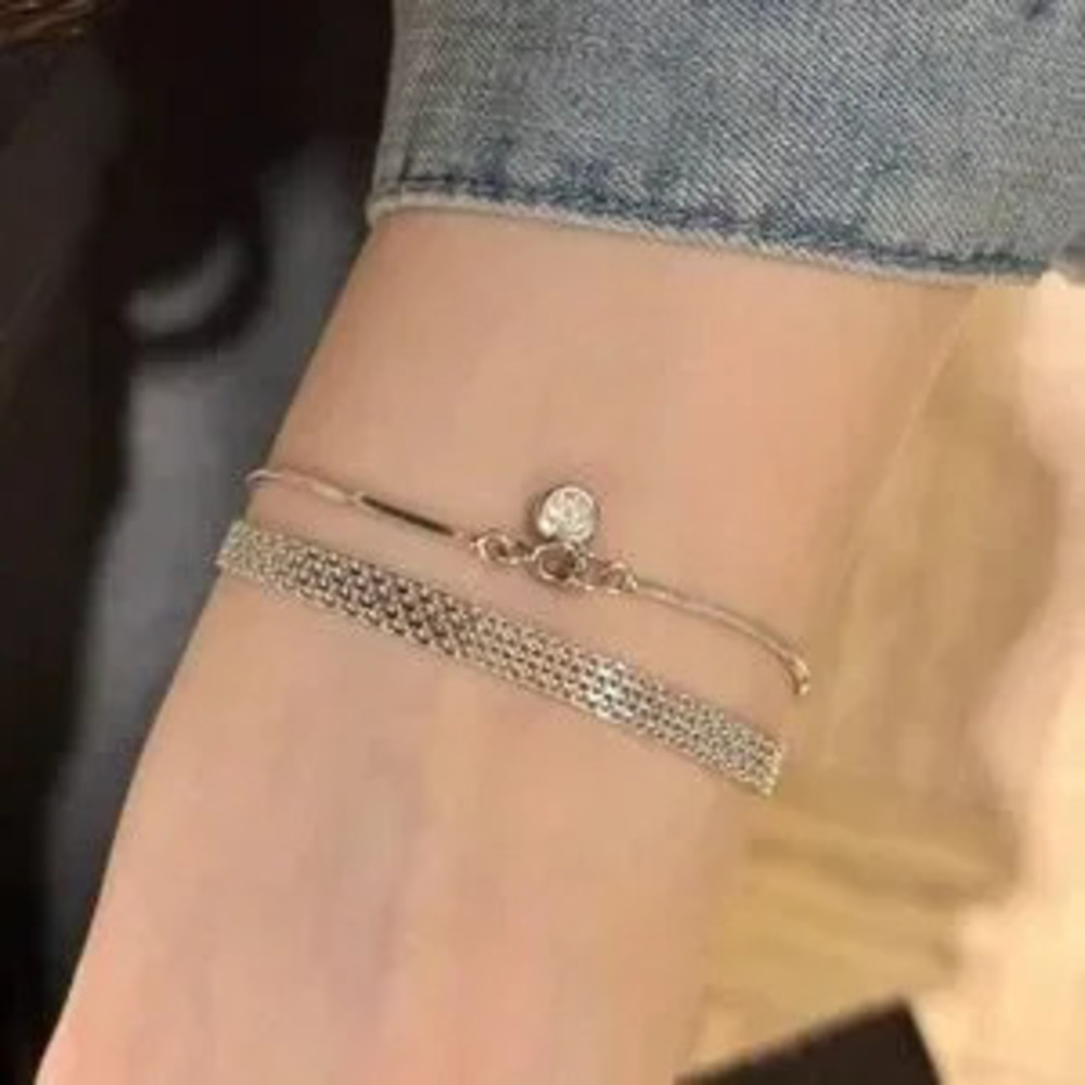 Silver Plated Stainless Steel Mesh Chain Bracelet